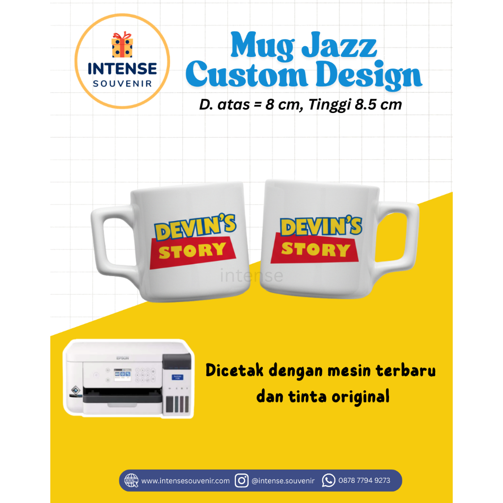 Mug / Gelas Kopi - Mug Gelas Jengki Custom | Souvenir Mug Ultah | FREE DUS STANDART