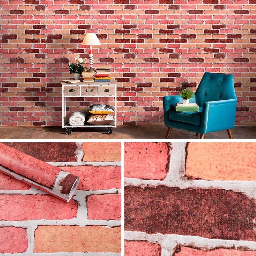 Wallpaper Dinding Sticker Bata Orange List Putih Wallpaper Ruang Tamu