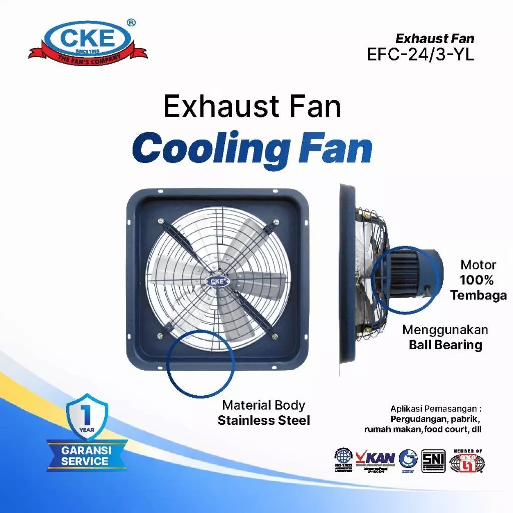 CKE Exhaust Fan Cooling Fan 24 Inch Kipas Industri 380V Exhaust Dinding Tembok Blower 3 Phase