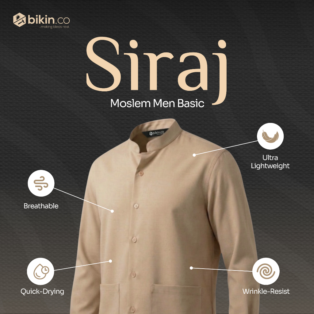 SIRAJ Kemeja Koko Pria Lengan Panjang - by Bikin.co