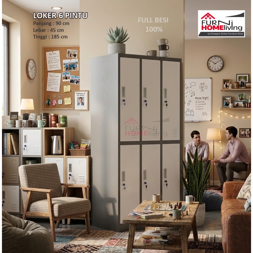 PROMO Loker Besi Locker Cabinet Besi 6 Pintu dengan Gantungan