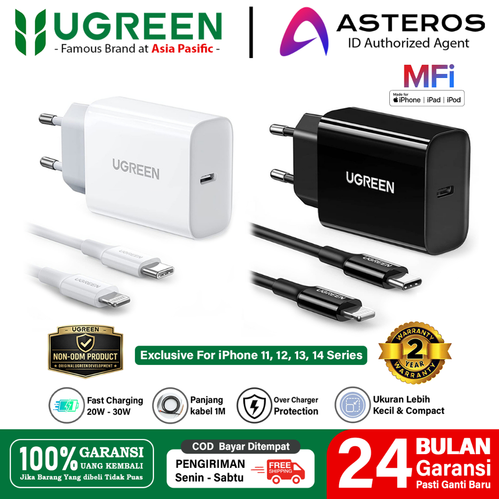 UGREEN Charger iPhone MFi Fast Charging Type C to Lightning Untuk iPhone 11 12 13 14 Pro Max