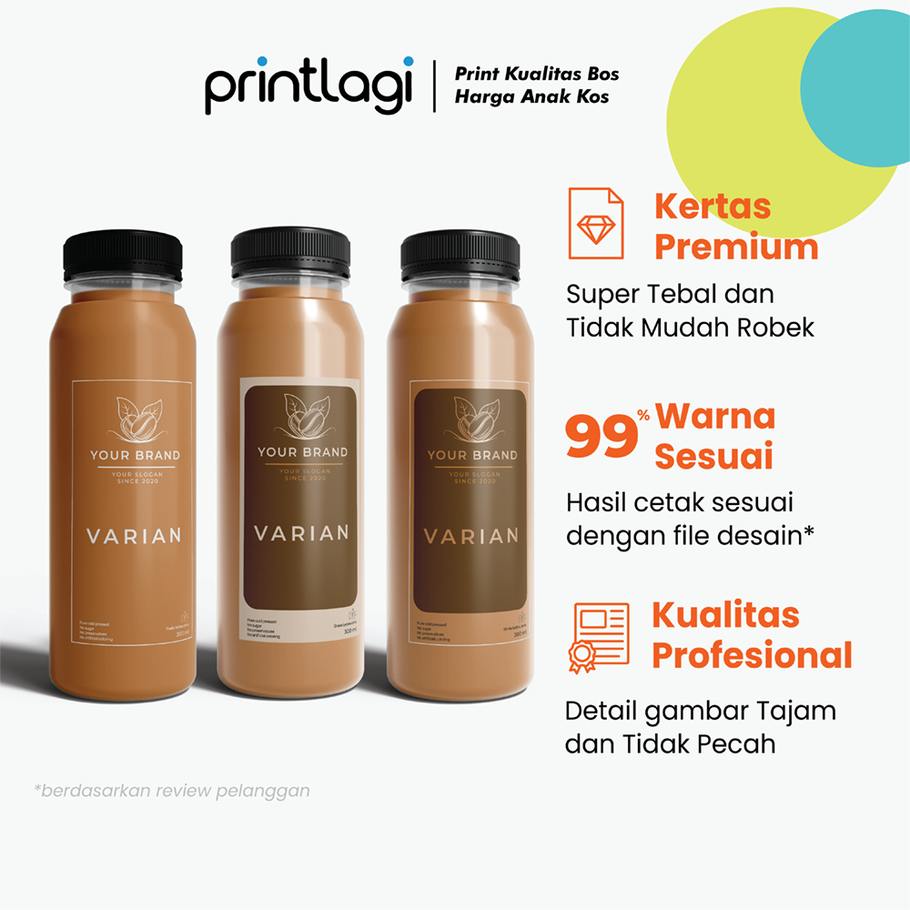 CETAK STICKER LABEL BOTOL VINYL DAN TRANSPARAN / Label Stiker Botol Anti Air 250ml