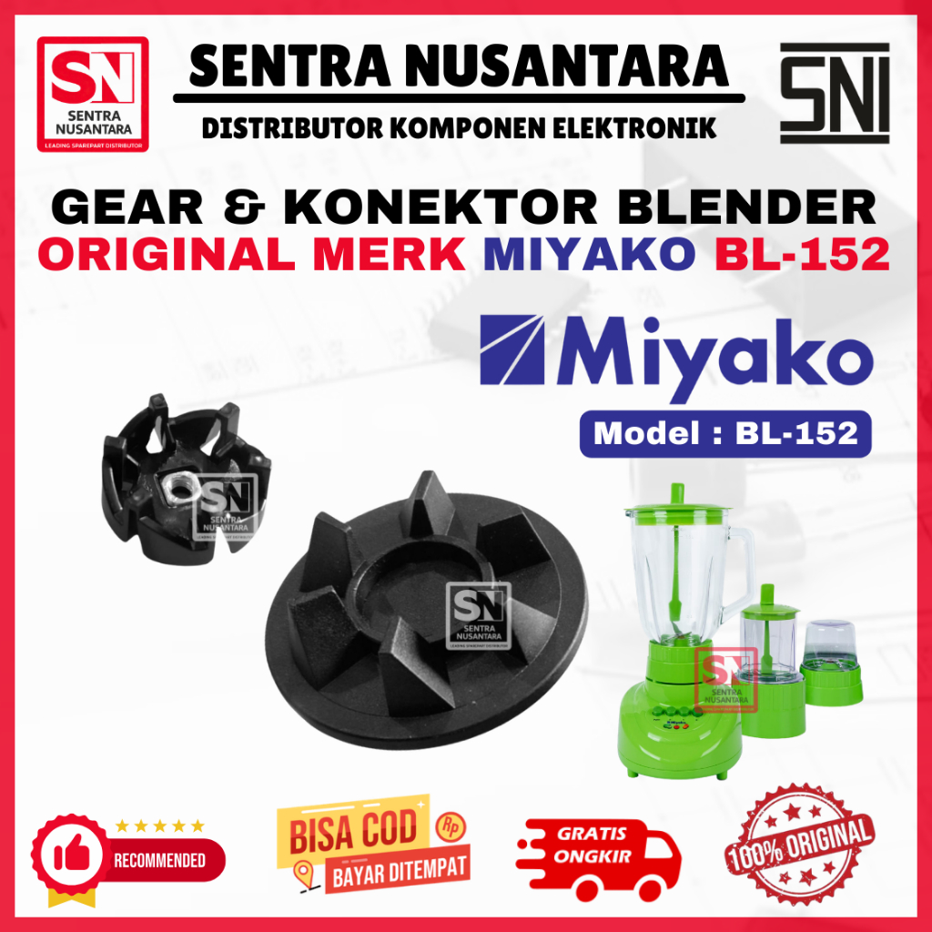 Karet Gear Blender dan Konektor MIYAKO BL-152 ORIGINAL | Gigi Blender MIYAKO BL152 ASLI | Gear Pemut