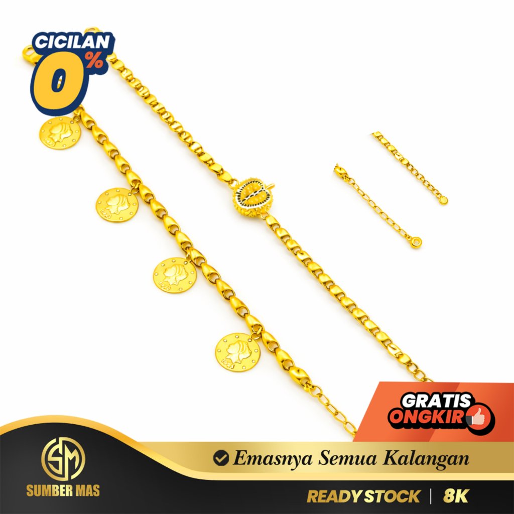 SUMBER MAS - Gelang Rante Emas Koin Durian Fashion 8K