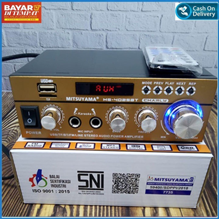 Power Amplifier Subwoofer Mitsuyama MS-4025BT Charly SNI Amplifier Bluetooth Stereo Karaoke Radio FM