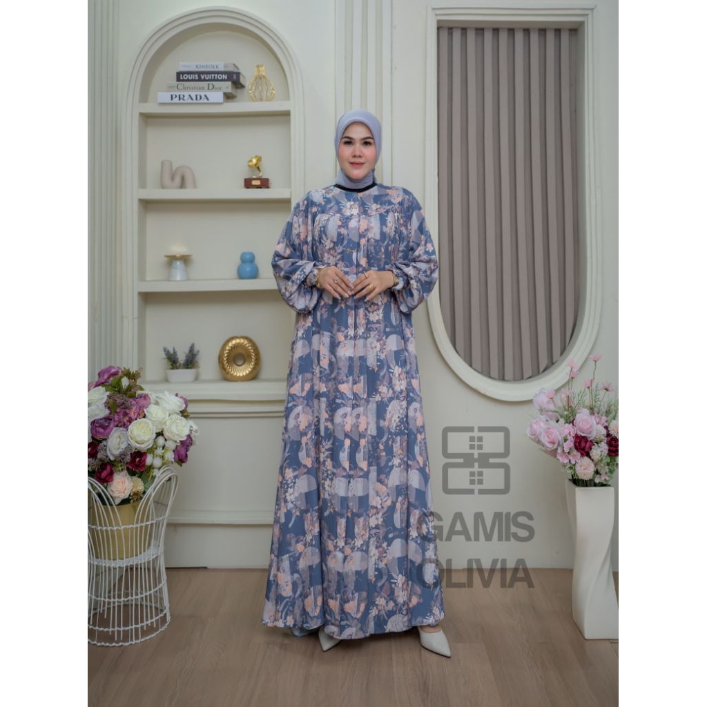GAMIS OLIVIA LINEN KRESPO JUMBO LD 126 // GAMIS MUSLIM TERBARU SIZE BESAR // GAMIS GUZEL ORIGINAL //
