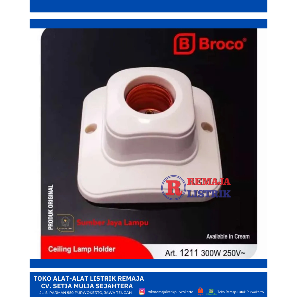 Fiting Lampu Plafon Pinggul Cream Broco BRC - 1211