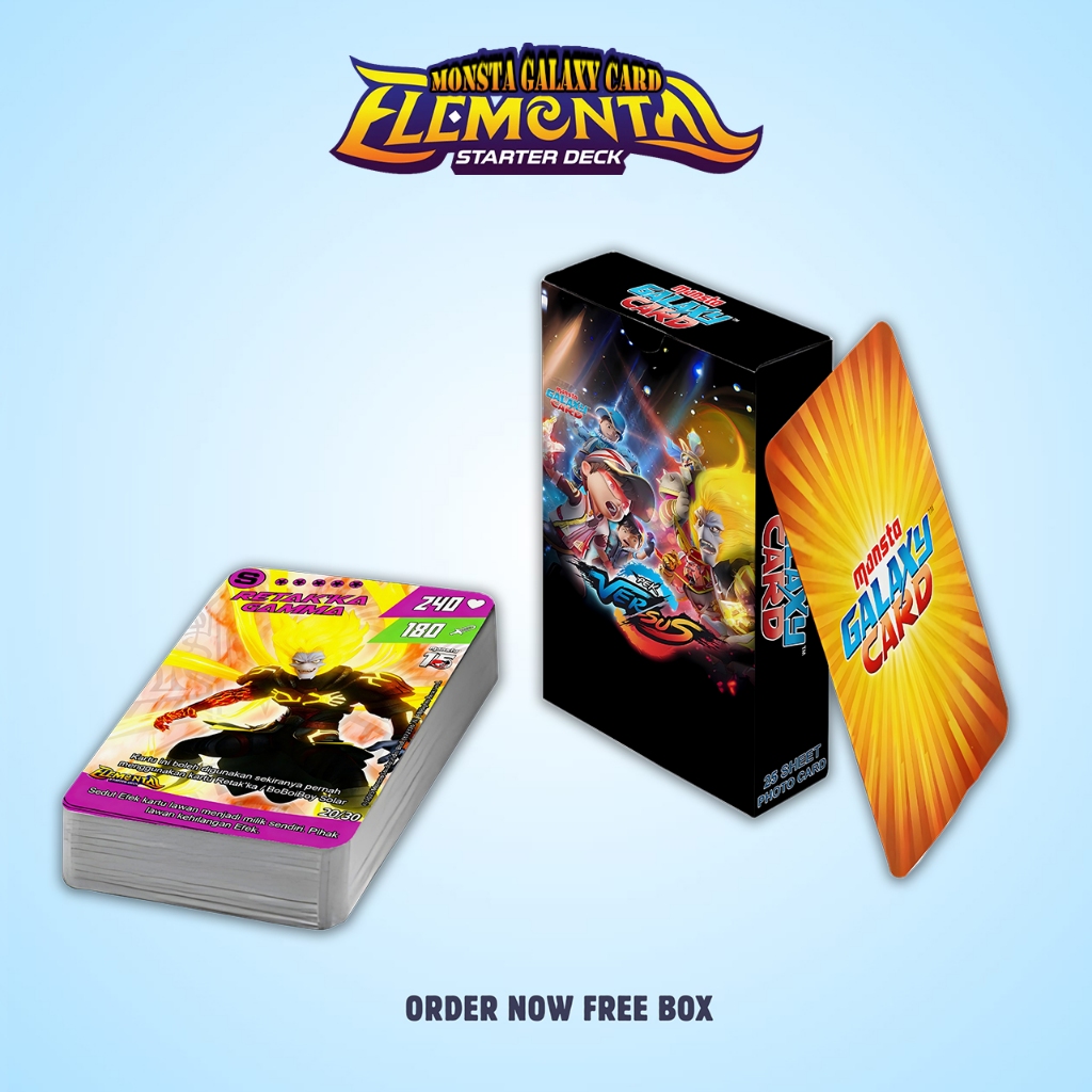 MONSTA BOBOIBOY GALAXY CARD ELEMENTAL STARTER DECK UNOFFICIAL 310 GSM PREMIUM