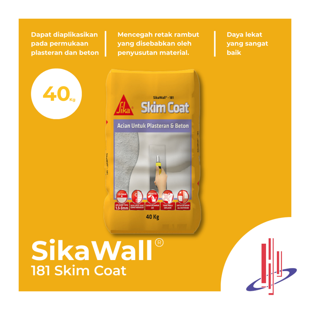 SikaWall 181 Skim Coat Acian untuk plasteran dan beton