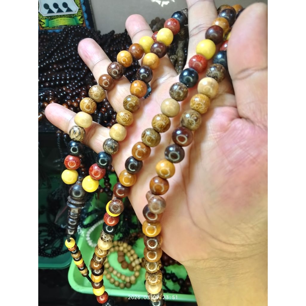 tasbih kombinasi 11 kayu 10 mm 99 tasbih kombinasi kemuning secang galih kelor hitam dewan daru seti