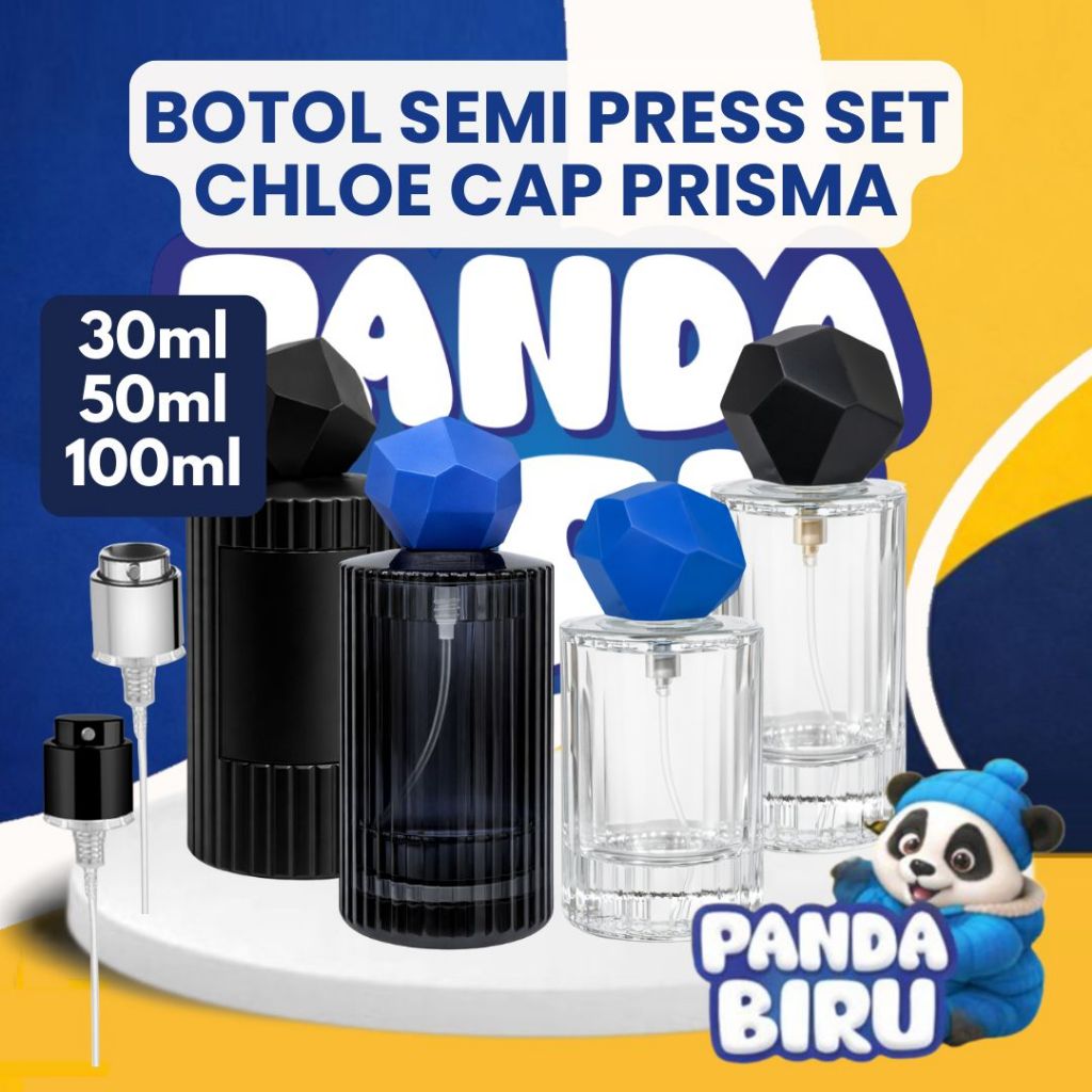 Botol Parfum Semi Press Set Chloe Cap Prisma 30ml 50ml 100ml Series | Bottle Parfume | Panda Biru