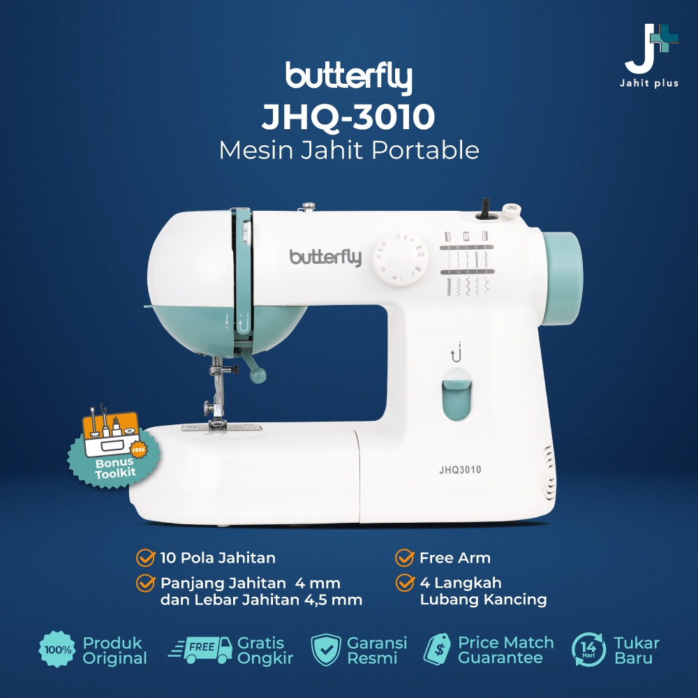 Mesin Jahit BUTTERFLY JHQ-3010 / JHQ3010 (Multifungsi & Portable)