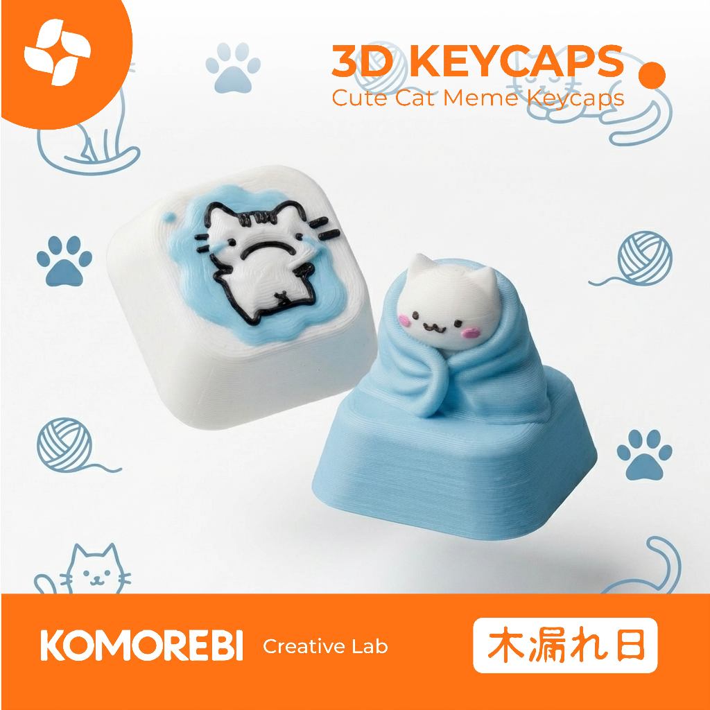Artisan Keycap 3D Custom Keyboard Mechanical Meme Kucing Lucu Sad Cat Burrito Aksesoris Komputer Dek