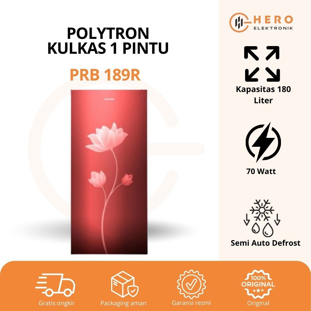 Polytron PRB 189R Kulkas 1 Pintu 180L Merah