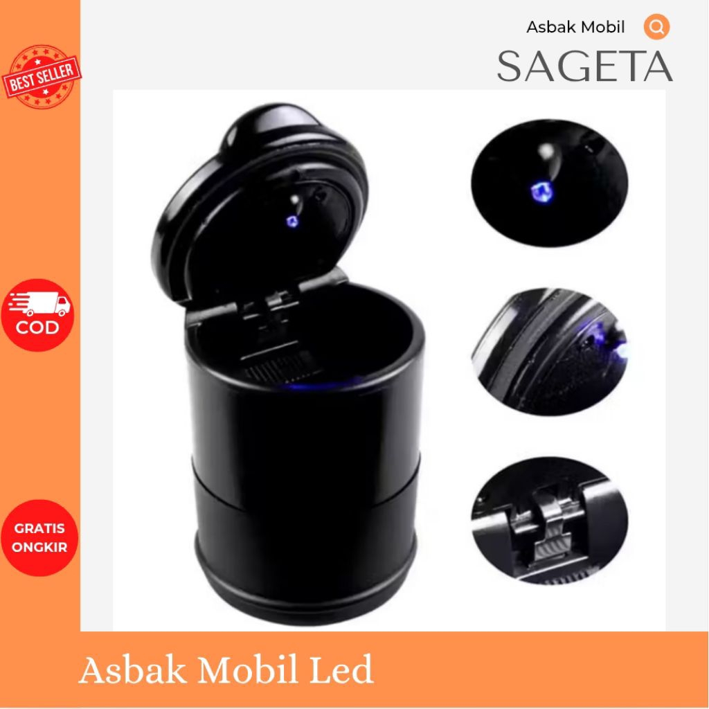 ASBAK MOBIL LED - CAR ASHTRAY - ASBAK PORTABLE - ASBAK ROKOK MOBIL - ASBAK TUTUP MOBIL