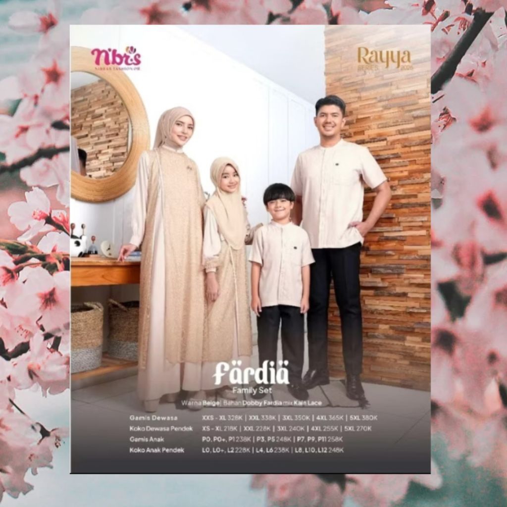 Sarimbit Nibras 2026 Fardia Beige, Gamis Size M Free Bros