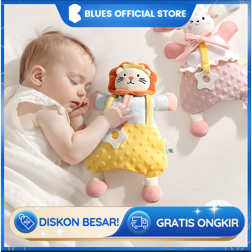 Boneka Tidur Bayi Menenangkan Singa Kelinci Lembut Food Grade Silikon Teether Mainan Bayi