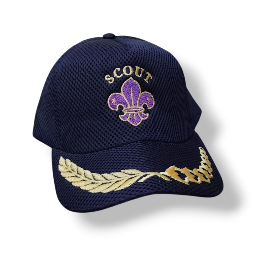 Topi Pramuka Topi Eklusif Logo Scout Topi Scout Hitam Jaring Doublemesh