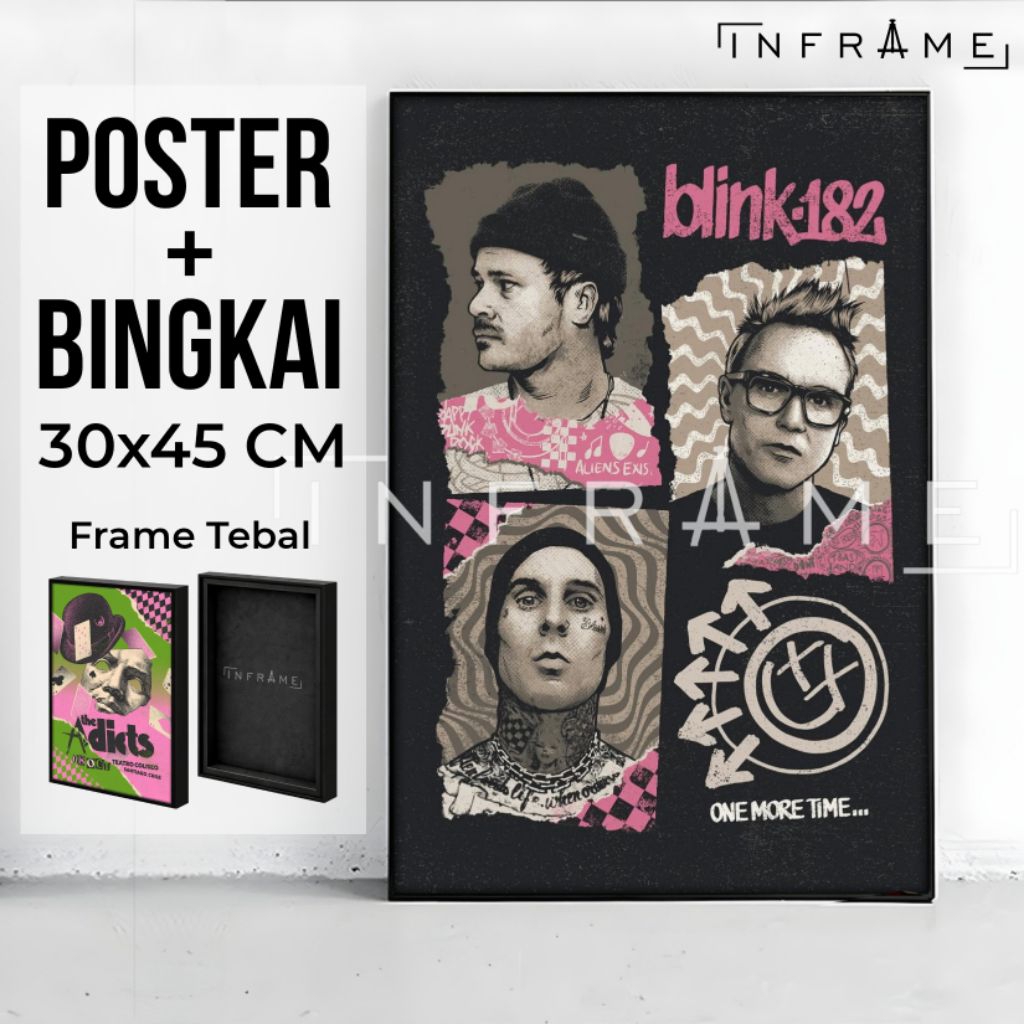 [ MUSIC ] POSTER MUSIK BAND + BINGKAI AESTHETIC RETRO VINTAGE THE BEATLES BLINK182 NIRVANA SLIPKNOT 
