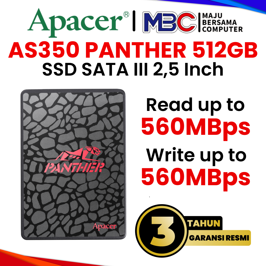 SSD Apacer Panther 512GB AS350 2.5" SATA III Storage PC Laptop - SSD SATA 128GB 256GB 512GB 1TB