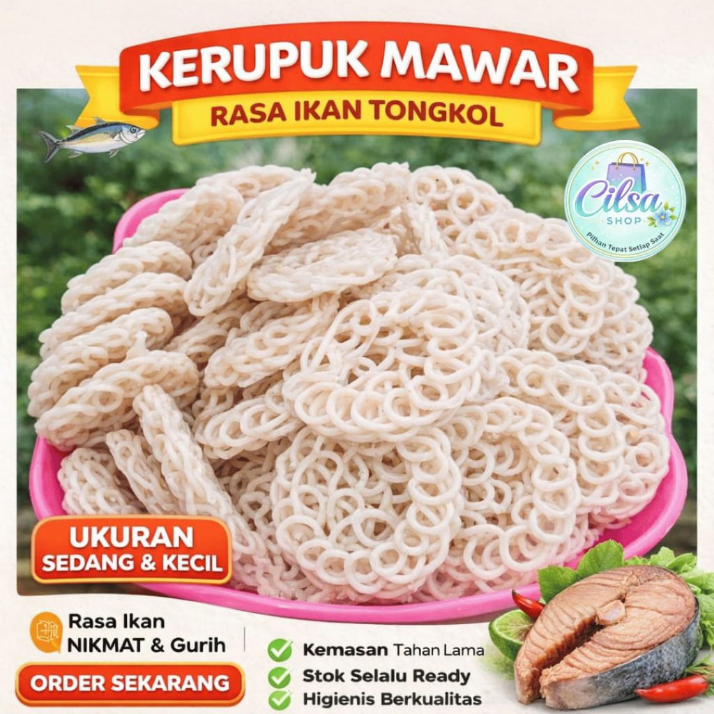 Kerupuk Mawar Mentah Rasa Ikan Tongkol Gurih & Renyah | Kerupuk Seblak | Kerupuk Rafael | Kerupuk Tr