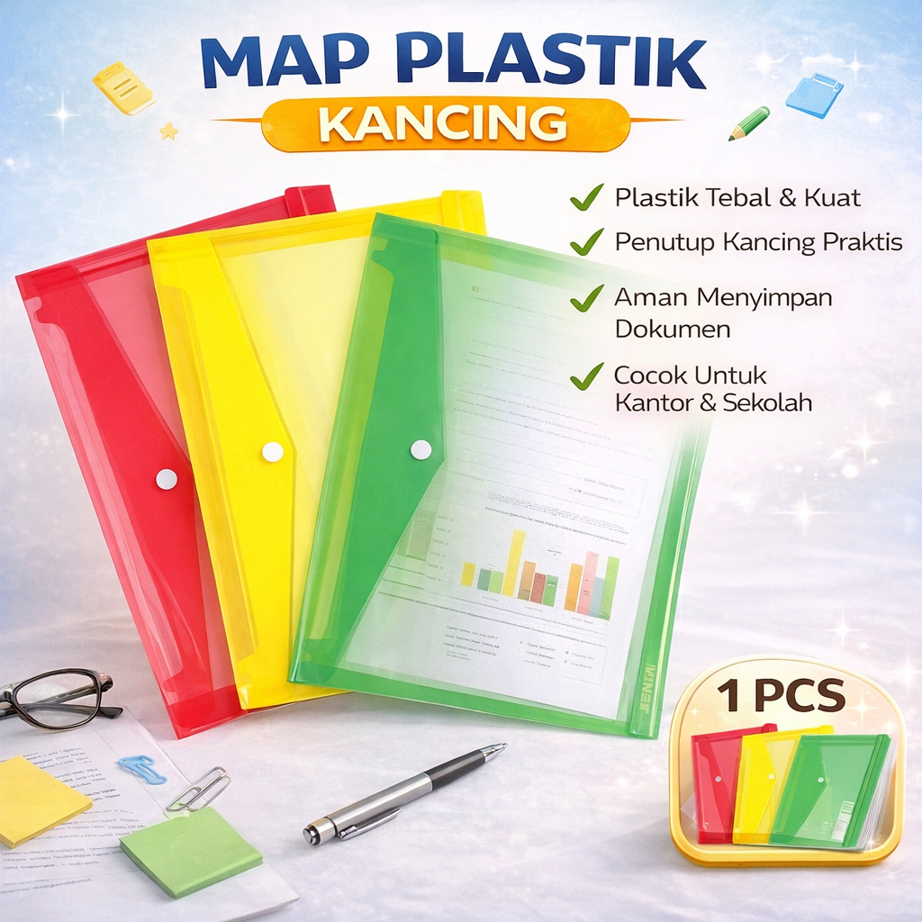 Map Plastik Kancing A4 – Map Dokumen Plastik Tebal