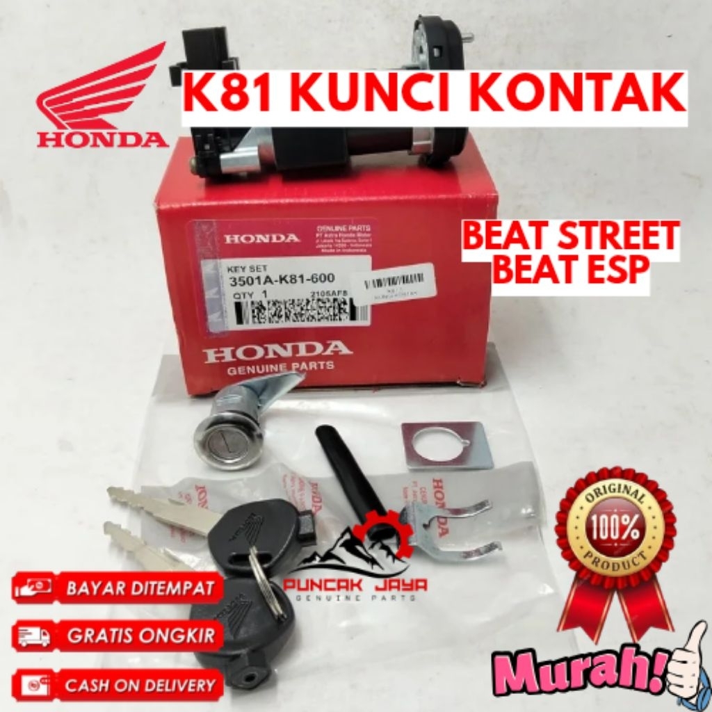 KUNCI KONTAK ORIGINAL HONDA KODE K81, KUNCI KONTAK BEAT STREET, KUNCI KONTAK BEAT ESP