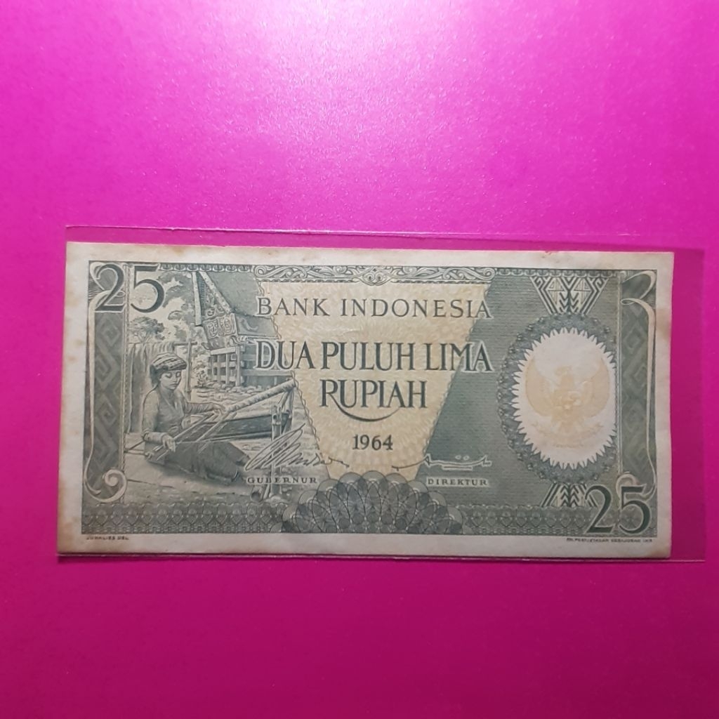 uang kuno 25 rupiah pekerja 1964