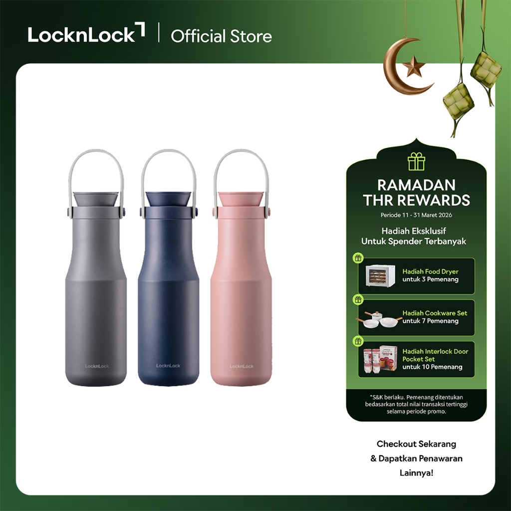 Bình Giữ Nhiệt LocknLock Metro Double LHC4202 470ml - Hitam| Putih, Abu-abu, Biru Navy, Merah Muda