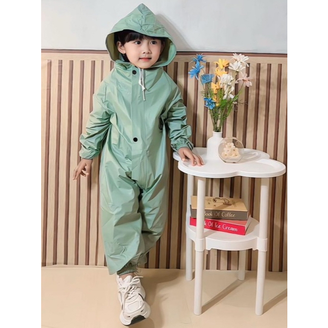 Jas Hujan Anak Laki-Laki Perempuan Model Jumpsuit Tebal Anti Rembes 1 - 5 Tahun