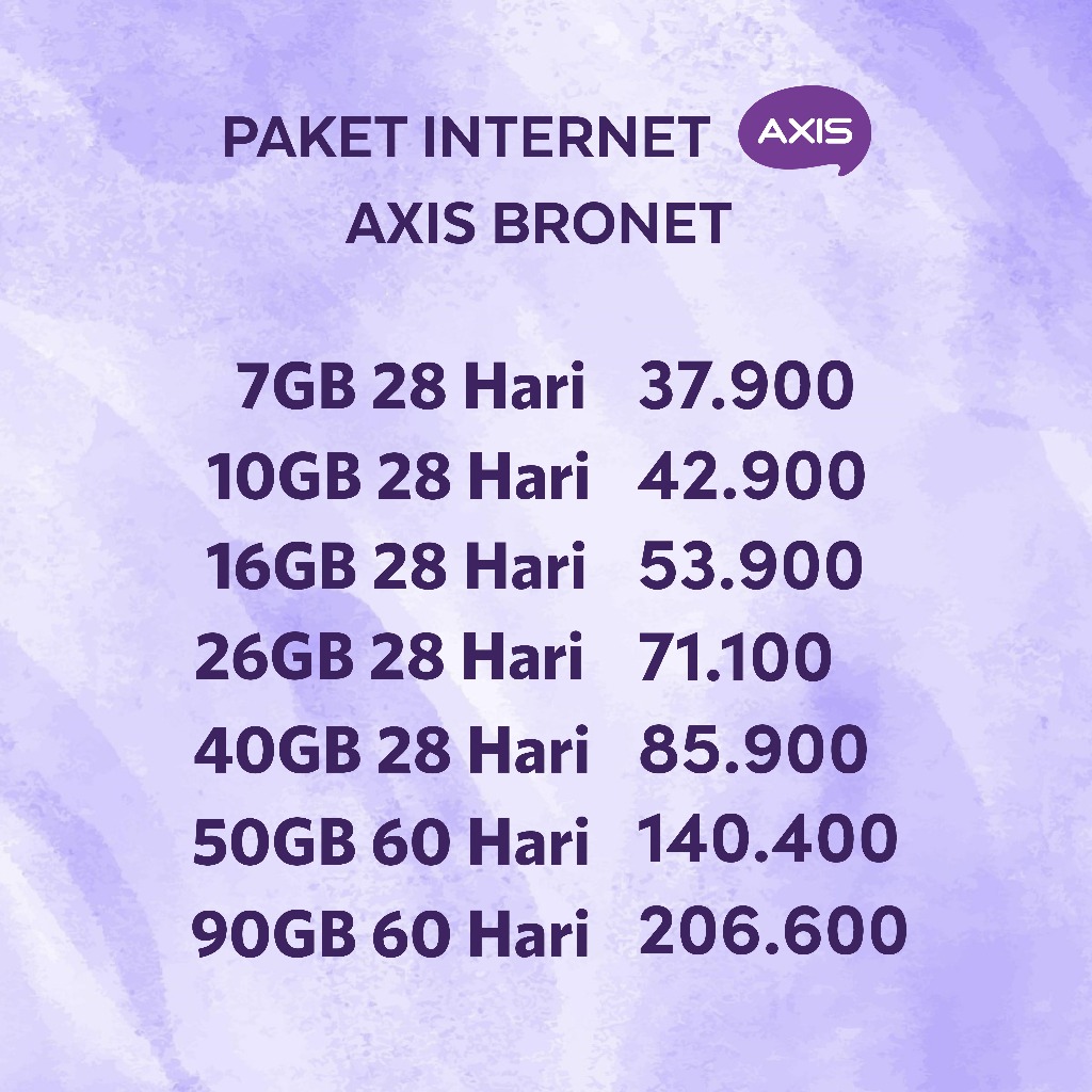 Paket Internet Axis Bronet Bulanan 35GB 75GB 60 Hari 6GB 8GB 14GB 20GB 30GB 28 Hari GB Kuota Data Mu