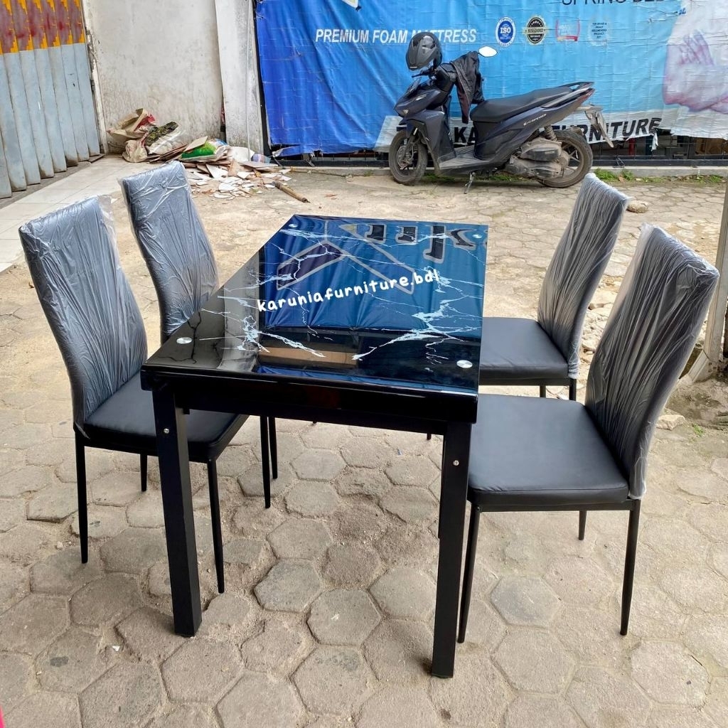 READY MEJA MAKAN PEVITA MARBLE 4 KURSI | FREE ONGKIR BANDAR LAMPUNG