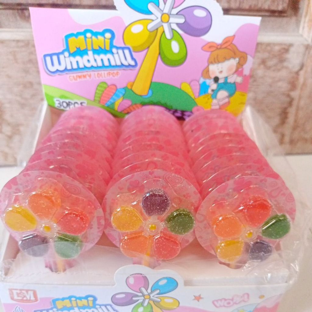 PERMEN MINI WINDMILL GUMMY LOLIPOP/PERMEN KIPAS 30 PCS