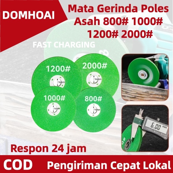 DOMHOAI Batu Gerinda Tebal 6 mm Mata Gerinda Poles Asah 800# 1000# 1200# 2000# untuk Mesin Gerinda T
