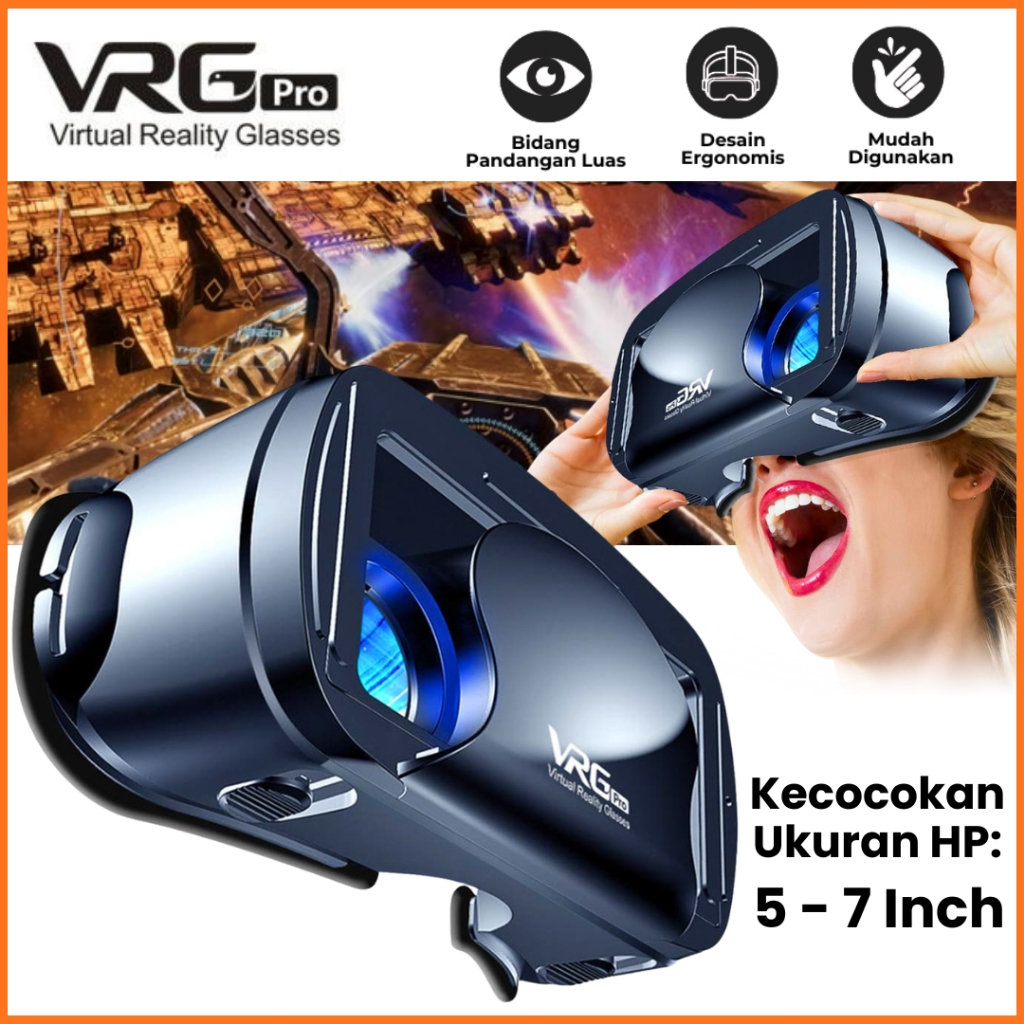 MS VRG PRO VR Box Virtual Reality 3D Glasses Adjustable 5 - 7 Inch Kacamata Vr 360 Untuk Game Film S