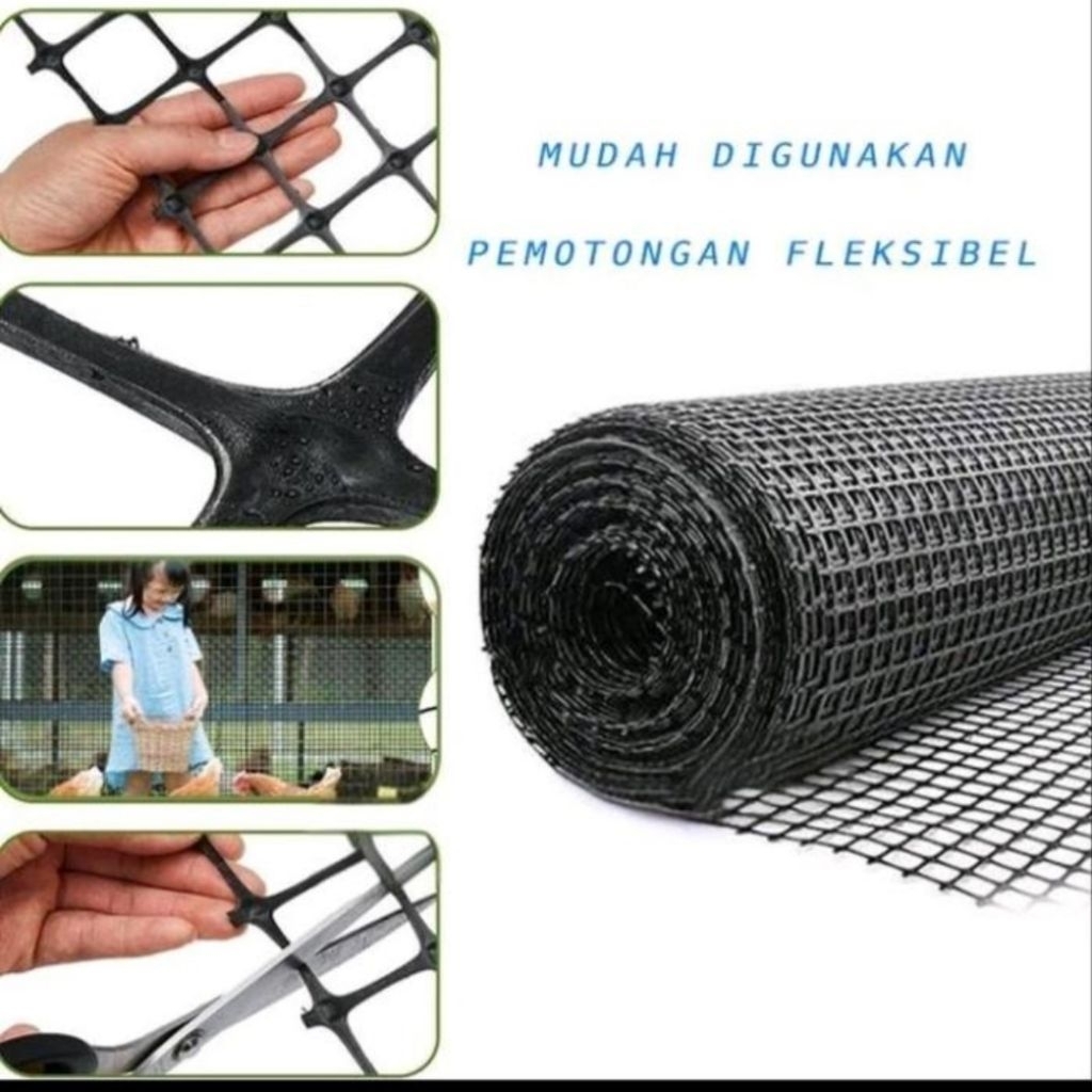 RAM PLASTIK HITAM HDPE Lebar 2 M, Lubang 2x2cm