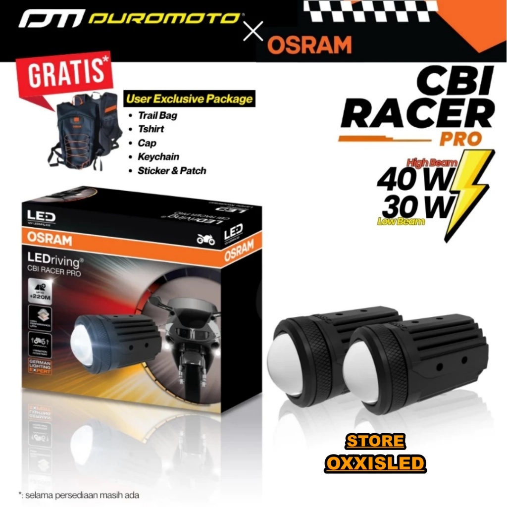 CBI Racer Pro Duromoto x Osram Lampu Tembak Biled 3 Inch Waterproof Foglamp Motor Super Terang.