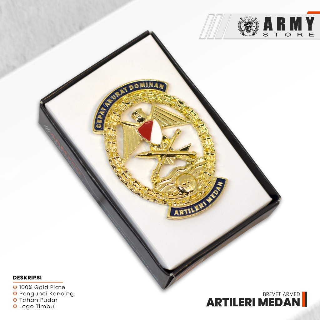 Brevet Pin TNI Armed Terbaru / Pin Artileri Medan Armed Premium