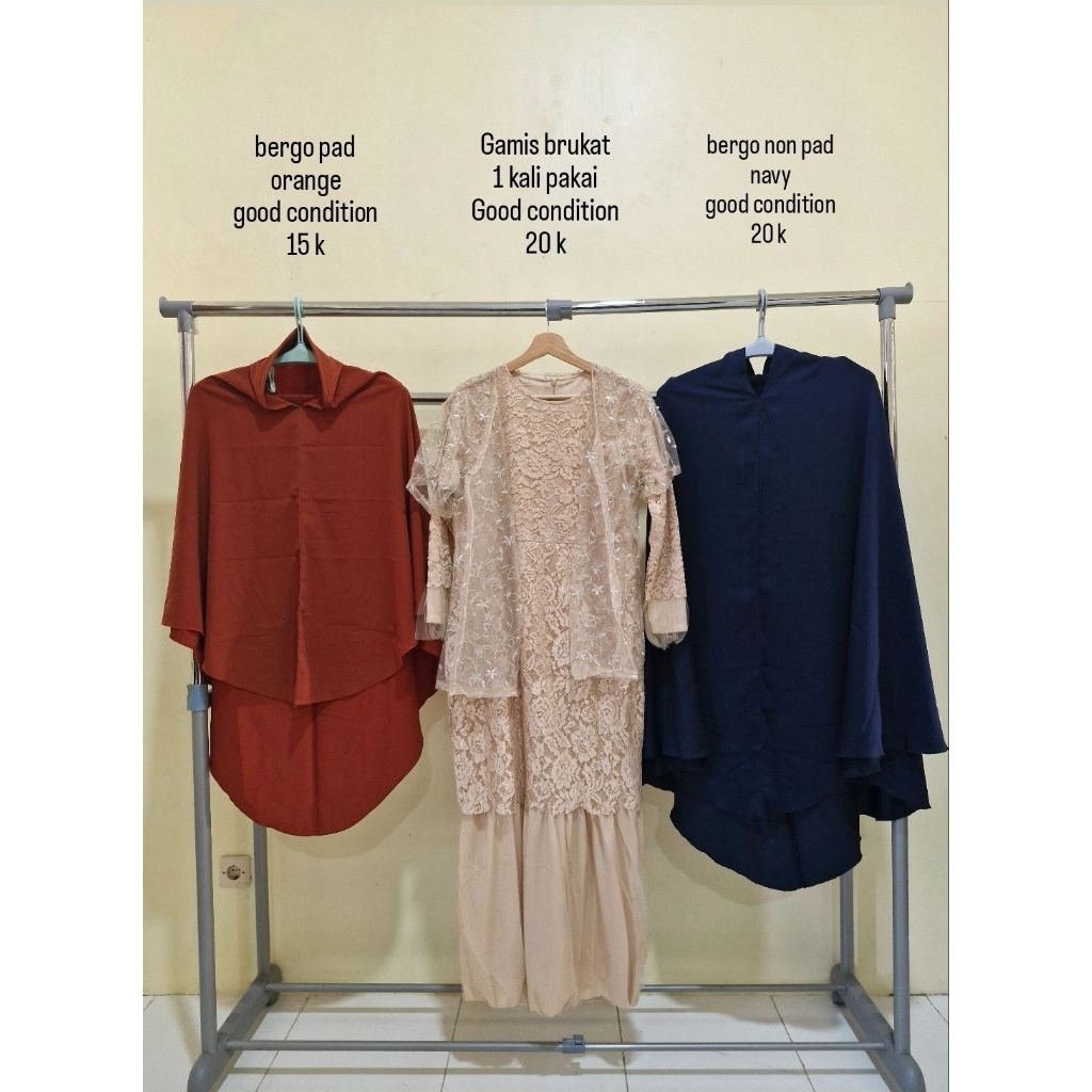bergo,gamis brukat,bergo non pad