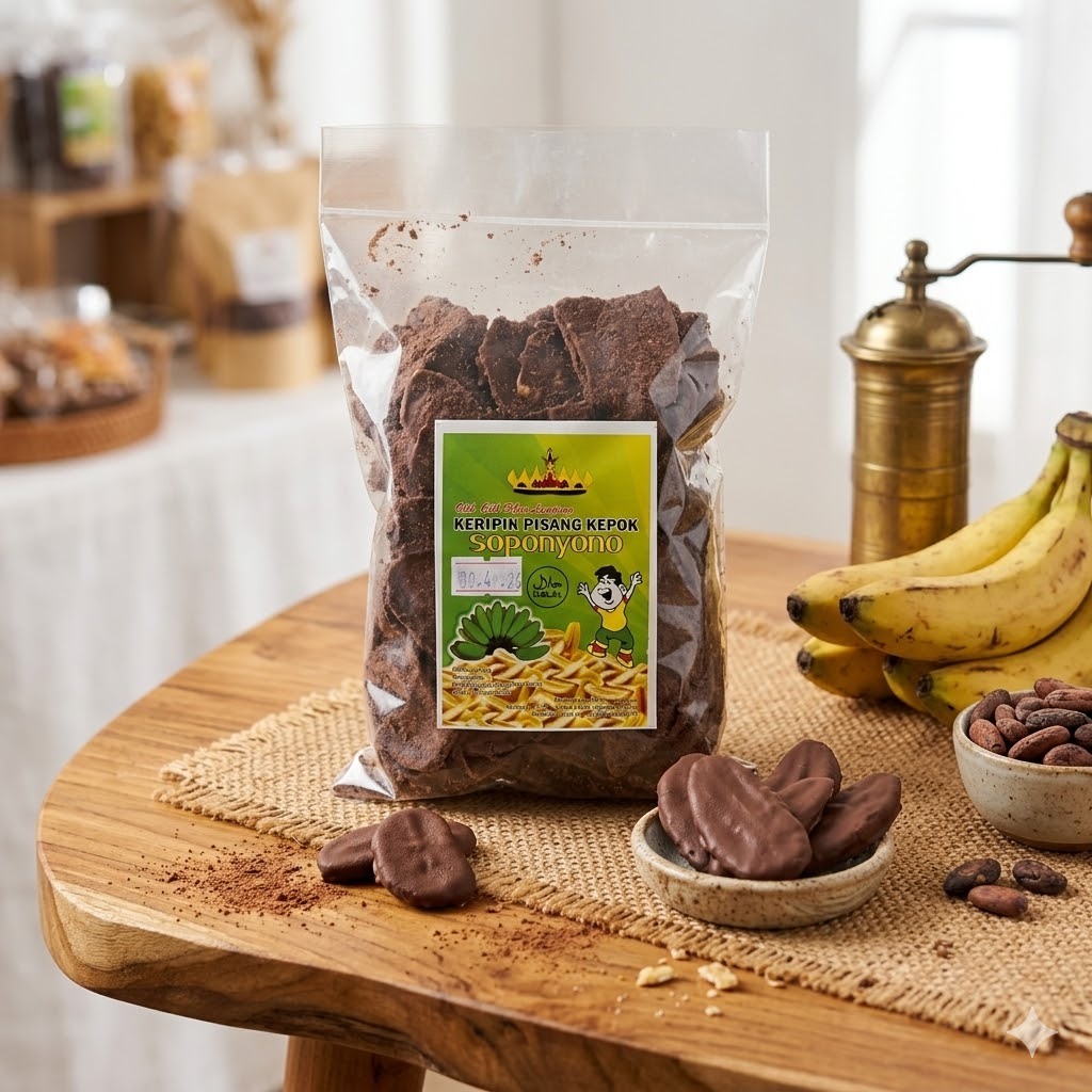 Keripik pisang kepok coklat 250gr oleh oleh khas lampung soponyono