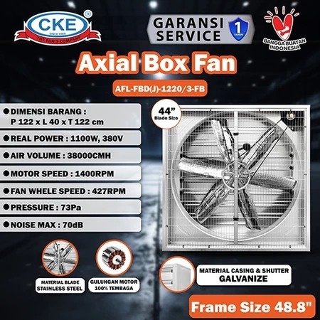 CKE Axial Box Fan Low Noise 44 Inch Box Fan Kipas Kandang Ayam Blower Kandang Ayam 3 Phase