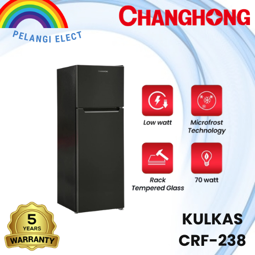 CHANGHONG Kulkas 2 Pintu CRF-238 Semi Low Frost 180 Liter Engsel Pintu Fleksibel Garansi Resmi / CRF