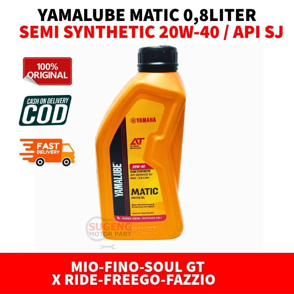 Oli YAMALUBE MATIC 0,8 LITER Original YAMAHA 100% SEMI SYNTECIC MIO,MIO J,FINO,X RIDE,FAZZIO,FREEGO