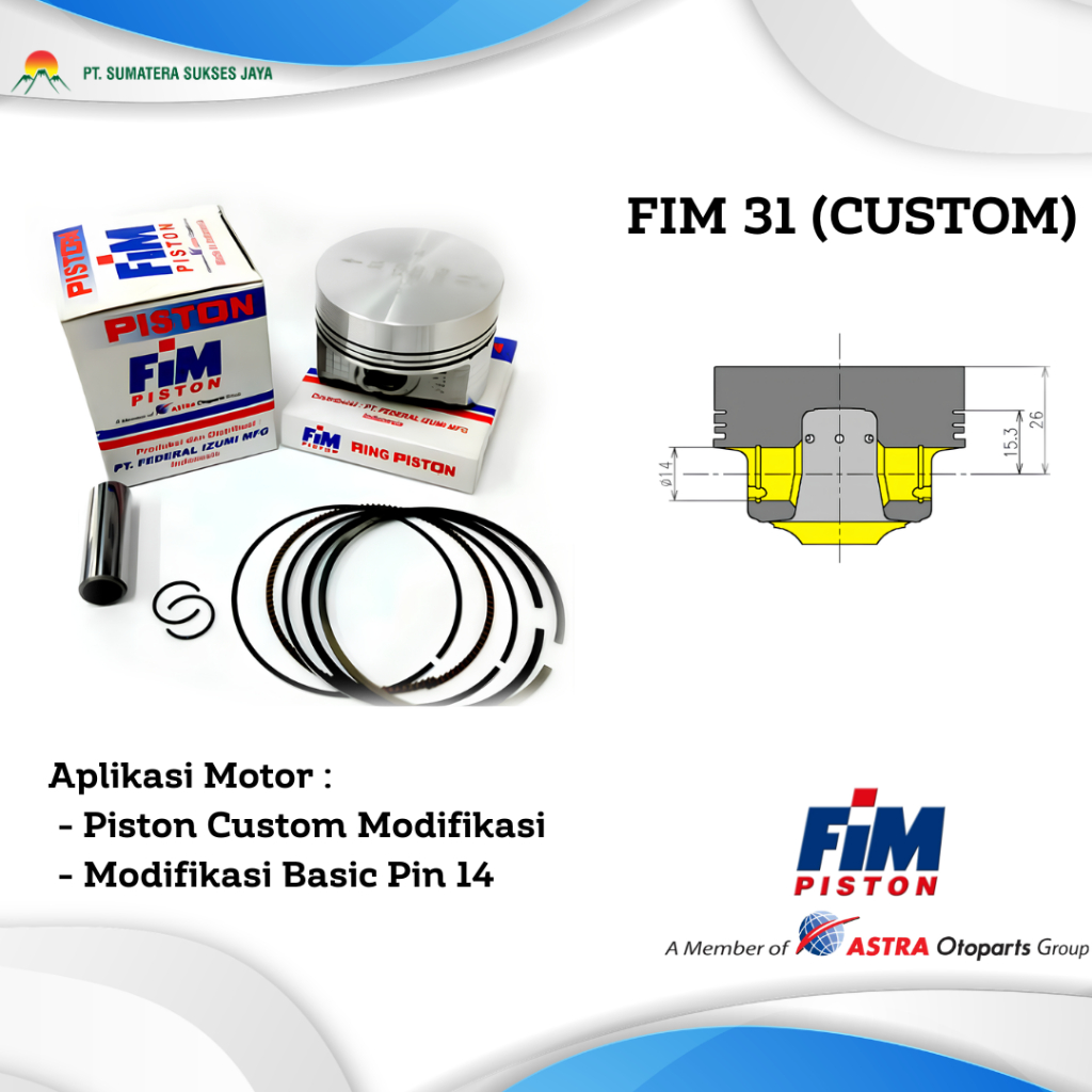 PISTON FIM 31 Custome Dome Mentah PAKET PISTON SET PISTON MOTOR