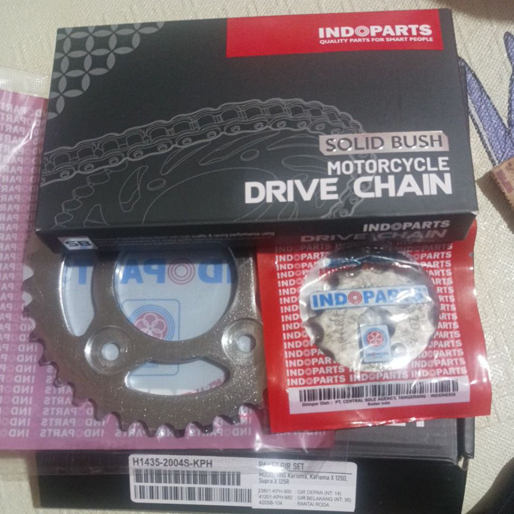 gear set depan belakang + rante supraX 125 KPH original indoparts