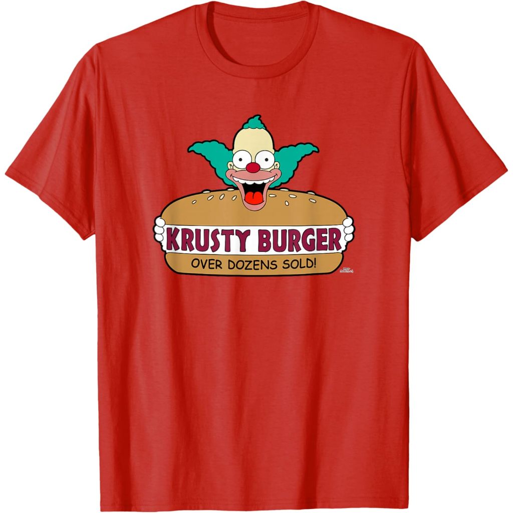 Kaos The Simpsons Krusty The Clown Burger T-Shirt – Baju Vintage 90s Retro Pria Wanita Unisex Cotton