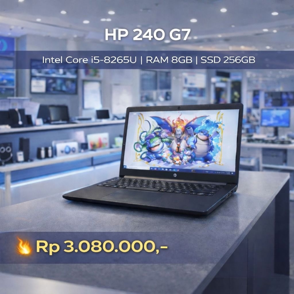 HP 240 G7 Intel Core i5-8265U Ram 8GB SSD 256GB - Buat Kerja & Kuliah Makin Lancar