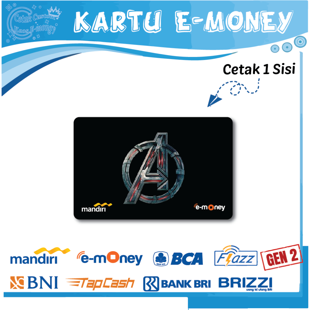 KARTU E MONEY E TOLL SUPERHERO IRON MAN 1 EMONEY MANDIRI BCA BNI BRI - 1 SISI