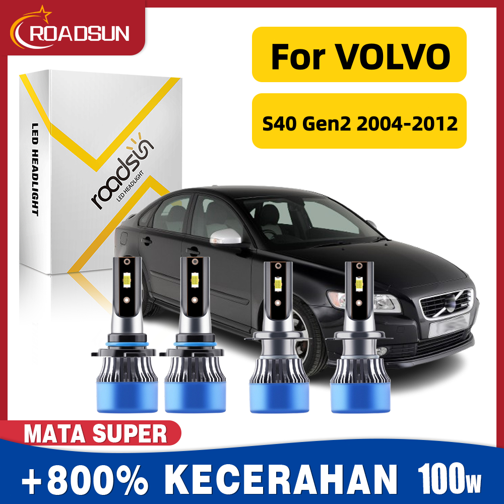 Cocok untuk VOLVO S40 Gen2 2004-2012 LED Lampu Depan Mobil Bohlam Low Beam High Beam 100W 6000K 2000